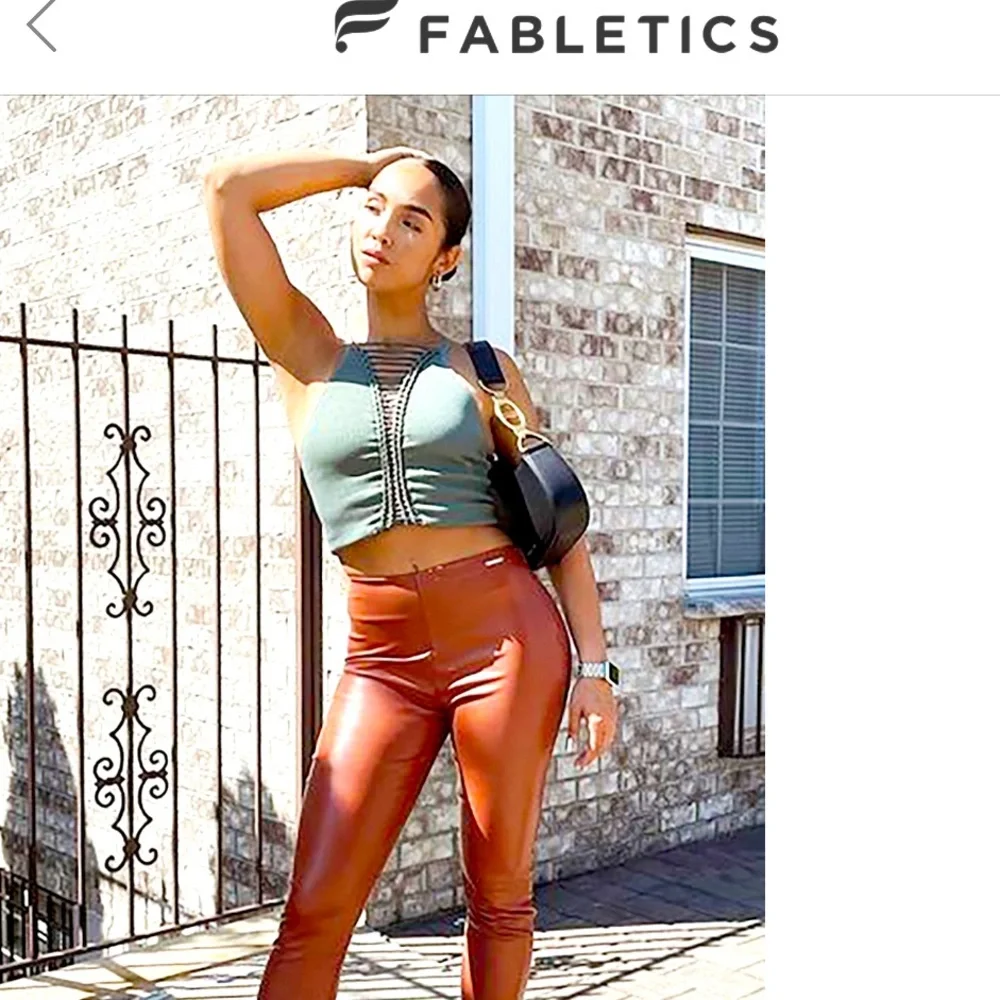 NWOT Fabletics black vegan leather leggings - Picture 1 of 7